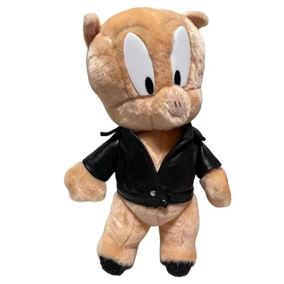 Ace Vintage '95 '97 Looney Tunes Porky Pig 11" Plushes Set of 2 Leather Jackets - Picture 2 of 16